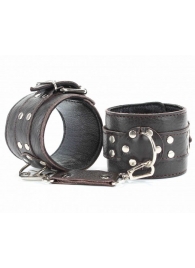 Коричневые оковы из мягкой кожи на металлической цепочке - БДСМ Арсенал - купить с доставкой во Владикавказе
