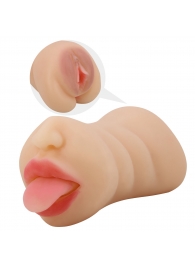 Телесный двусторонний мастурбатор Sarah - ротик и вагина - Baile - во Владикавказе купить с доставкой