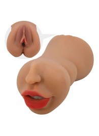 Темно-бежевый двусторонний мастурбатор Zoey - ротик и вагина - Baile - во Владикавказе купить с доставкой