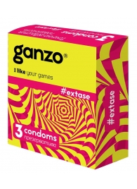Презервативы анатомической формы с точечной и ребристой структурой Ganzo Extase - 3 шт. - Ganzo - купить с доставкой во Владикавказе