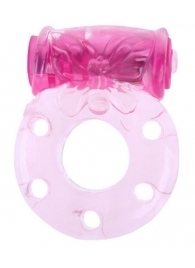 Розовое эрекционное кольцо с бабочкой на вибропуле - Baile - во Владикавказе купить с доставкой