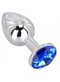 Анальное украшение BUTT PLUG  Small с синим кристаллом - 7 см. - Anal Jewelry Plug - купить с доставкой во Владикавказе