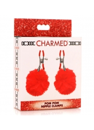 Красные зажимы на соски с помпонами Pom Pom - XR Brands - купить с доставкой во Владикавказе