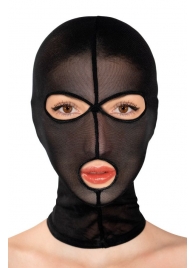 Черная сетчатая маска на голову с отверстиями для глаз и рта - Fetish Tentation - купить с доставкой во Владикавказе