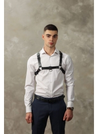 Черная мужская кожаная портупея №4 - БДСМ Арсенал - купить с доставкой во Владикавказе