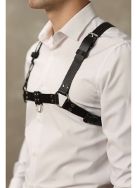 Черная мужская кожаная портупея №4 - БДСМ Арсенал - купить с доставкой во Владикавказе