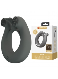 Серое эрекционное кольцо Dahlia с 2 стимулирующими щеточками - Baile - во Владикавказе купить с доставкой