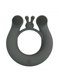 Серое эрекционное кольцо Dahlia с 2 стимулирующими щеточками - Baile - во Владикавказе купить с доставкой