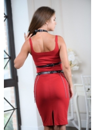 Черно-серебристая портупея-юбка plus size с цепочками - БДСМ Арсенал - купить с доставкой во Владикавказе