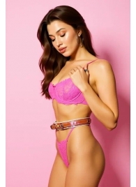 Эффектный розовый пояс из голографической эко-кожи - БДСМ Арсенал - купить с доставкой во Владикавказе