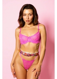 Эффектный розовый пояс из голографической эко-кожи - БДСМ Арсенал - купить с доставкой во Владикавказе