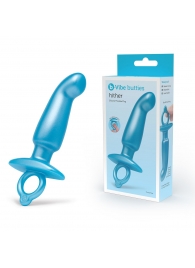 Голубая анальная пробка для массажа простаты Hither Silicone Prostate Plug - 14,3 см. - b-Vibe - во Владикавказе купить с доставкой