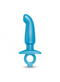 Голубая анальная пробка для массажа простаты Hither Silicone Prostate Plug - 14,3 см. - b-Vibe - во Владикавказе купить с доставкой