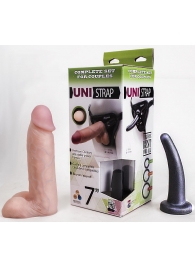 Страпон-унисекс с двумя насадками UNI strap 7  Harness - 19 и 16 см. - LOVETOY (А-Полимер) - купить с доставкой во Владикавказе