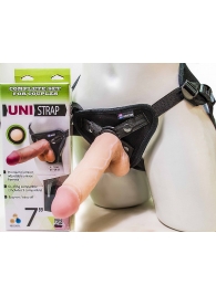 Страпон-унисекс с двумя насадками UNI strap 7  Harness - 19 и 16 см. - LOVETOY (А-Полимер) - купить с доставкой во Владикавказе