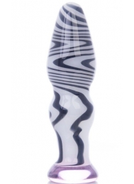 Белая анальная пробка из стекла с чёрными полосами - 11,6 см. - Sexus