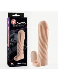 Телесная насадка-удлинитель Okoto со спиралевидным рельефом - 16 см. - Sitabella - во Владикавказе купить с доставкой