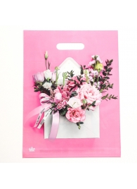 Розовый пакет с цветочным принтом и вырубной ручкой (40х31 см) - Сима-Ленд - купить с доставкой во Владикавказе