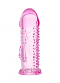 Розовая насадка на пенис с шипиками и коготком - 13,5 см. - A-toys - во Владикавказе купить с доставкой