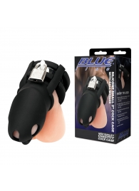 Черная клетка для пениса Silicone Small 2 in Cock Cage With Ball Divider - BlueLine - купить с доставкой во Владикавказе