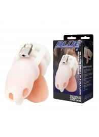 Белая клетка для пениса Silicone Small 2 in Cock Cage With Ball Divider - BlueLine - купить с доставкой во Владикавказе