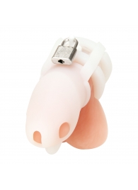 Белая клетка для пениса Silicone Small 2 in Cock Cage With Ball Divider - BlueLine - купить с доставкой во Владикавказе