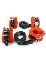 Набор на кровать с красным мехом BDSM Light - БДСМ Арсенал - купить с доставкой во Владикавказе