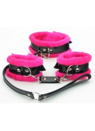 Набор с розовым мехом BDSM Light - БДСМ Арсенал - купить с доставкой во Владикавказе