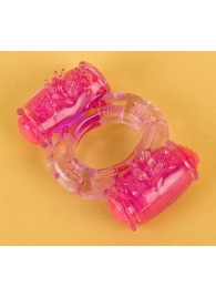 Фиолетовое виброкольцо с двумя вибропульками - Toyfa Basic - во Владикавказе купить с доставкой