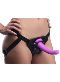 Лиловый поясной страпон Navigator Silicone G-Spot Dildo with Harness - 17,8 см. - XR Brands - купить с доставкой во Владикавказе