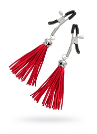 Зажимы на соски «Прищепки» с красными кисточками из замши - Pecado - купить с доставкой во Владикавказе
