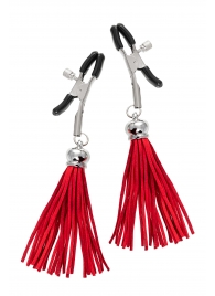 Зажимы на соски «Прищепки» с красными кисточками из замши - Pecado - купить с доставкой во Владикавказе