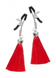 Зажимы на соски «Прищепки» с красными кисточками из шелка - Pecado - купить с доставкой во Владикавказе