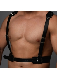 Черная кожаная мужская портупея с регулируемыми ремешками - Crazy Handmade - купить с доставкой во Владикавказе