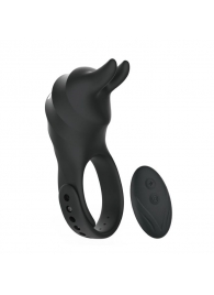 Черное эрекционное кольцо Usagi с ушками и пультом ДУ - BeYourLover - во Владикавказе купить с доставкой