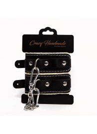 Черные скругленные наручники с мягкой бежевой подкладкой - Crazy Handmade - купить с доставкой во Владикавказе