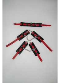 Черно-красный набор фиксаций: наручники, оковы и ошейник - Crazy Handmade - купить с доставкой во Владикавказе