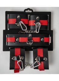 Черно-красный набор фиксаций: наручники, оковы и ошейник - Crazy Handmade - купить с доставкой во Владикавказе
