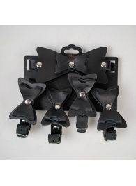 Набор фиксаций с бантиками из черной натуральной кожи - Crazy Handmade - купить с доставкой во Владикавказе