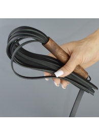 Черная кожаная плеть с деревянной рукоятью - 44 см. - Sitabella - купить с доставкой во Владикавказе