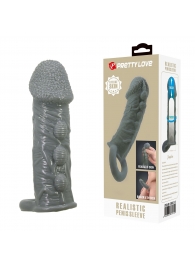 Серая насадка Jaylen с подхватом мошонки и наростами - 14 см. - Baile - во Владикавказе купить с доставкой