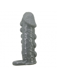 Серая насадка Jaylen с подхватом мошонки и наростами - 14 см. - Baile - во Владикавказе купить с доставкой