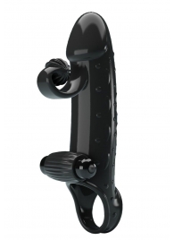 Черная вибронасадка на пенис с подхватом мошонки - 20 см. - Baile - во Владикавказе купить с доставкой