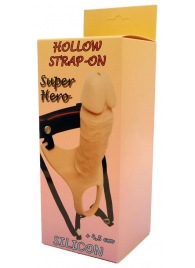 Телесный полый страпон на ремешках - 16,5 см. - Boys of Toys - купить с доставкой во Владикавказе