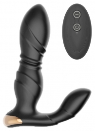 Черный L-образный вибромассажер простаты с пультом ДУ - Boys of Toys - во Владикавказе купить с доставкой