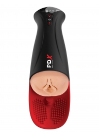 Телесный мастурбатор-вагина в черной колбе с вибрацией Fuck-O-Matic Pro XL - Pipedream - во Владикавказе купить с доставкой