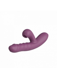 Фиолетовый силиконовый вибратор с эффектом фрикций - 21,8 см. - Secwell