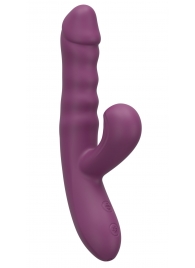 Фиолетовый силиконовый вибратор с эффектом фрикций - 21,8 см. - Secwell