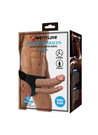 Темно-бежевый фаллопротез для двойного проникновения - 17,5 см. - Baile - купить с доставкой во Владикавказе