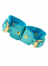 Голубые двуслойные кожаные наручники-браслеты - Pecado - купить с доставкой во Владикавказе